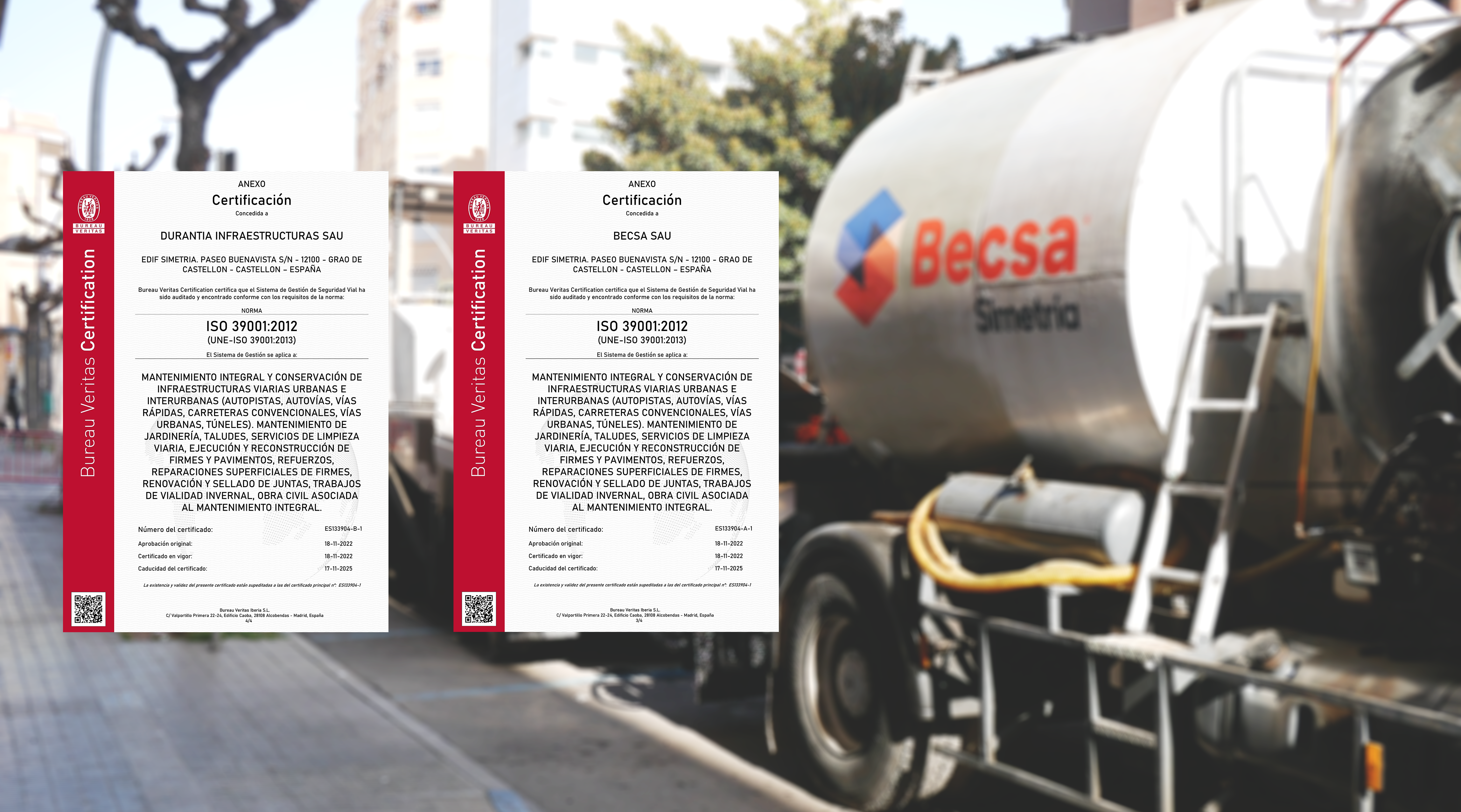 Becsa y Durantia consiguen la certificación ISO 39001